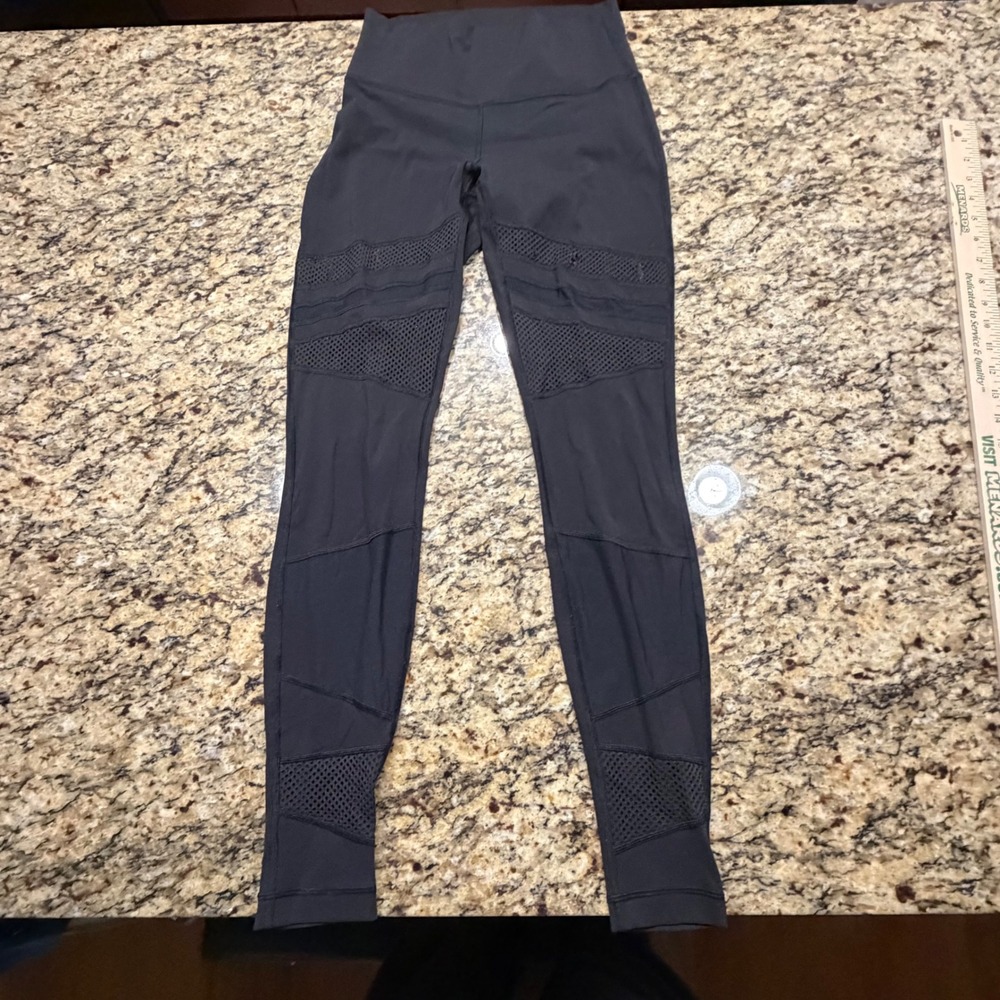 Lululemon Mesh Panel High Rise Leggings Black Athletic Tights Womens S ws